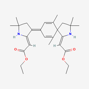 molecular formula C27H38N2O4 B11509619 ethyl (2Z)-{8-[(2Z)-2-(2-ethoxy-2-oxoethylidene)-5,5-dimethylpyrrolidin-3-ylidene]-3,3,6,10-tetramethyl-2-azaspiro[4.5]deca-6,9-dien-1-ylidene}ethanoate 