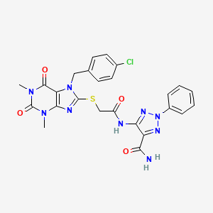 5-[({[7-(4-chlorobenzyl)-1,3-dimethyl-2,6-dioxo-2,3,6,7-tetrahydro-1H-purin-8-yl]sulfanyl}acetyl)amino]-2-phenyl-2H-1,2,3-triazole-4-carboxamide