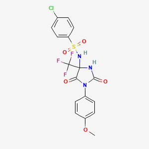 4-chloro-N-[1-(4-methoxyphenyl)-2,5-dioxo-4-(trifluoromethyl)imidazolidin-4-yl]benzenesulfonamide