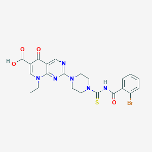 molecular formula C22H21BrN6O4S B11509675 2-(4-{[(2-Bromophenyl)carbonyl]carbamothioyl}piperazin-1-yl)-8-ethyl-5-oxo-5,8-dihydropyrido[2,3-d]pyrimidine-6-carboxylic acid 