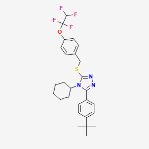 molecular formula C27H31F4N3OS B11509677 3-(4-tert-butylphenyl)-4-cyclohexyl-5-{[4-(1,1,2,2-tetrafluoroethoxy)benzyl]sulfanyl}-4H-1,2,4-triazole 