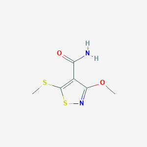 molecular formula C6H8N2O2S2 B11509710 3-Methoxy-5-(methylsulfanyl)-1,2-thiazole-4-carboxamide 