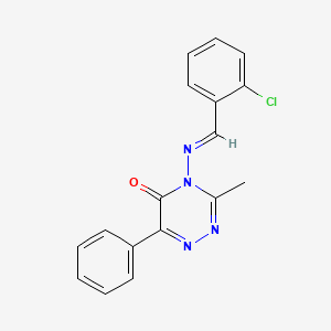 molecular formula C17H13ClN4O B11509725 4-{[(E)-(2-chlorophenyl)methylidene]amino}-3-methyl-6-phenyl-1,2,4-triazin-5(4H)-one 