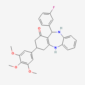 11-(3-fluorophenyl)-3-(3,4,5-trimethoxyphenyl)-2,3,4,5,10,11-hexahydro-1H-dibenzo[b,e][1,4]diazepin-1-one