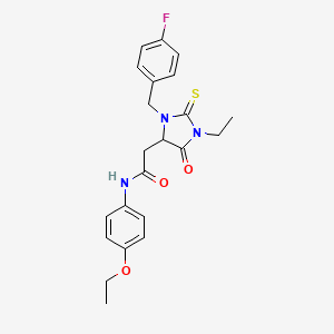 N-(4-Ethoxyphenyl)-2-{1-ethyl-3-[(4-fluorophenyl)methyl]-5-oxo-2-sulfanylideneimidazolidin-4-YL}acetamide