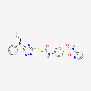 2-[(5-propyl-5H-[1,2,4]triazino[5,6-b]indol-3-yl)sulfanyl]-N-[4-(1,3-thiazol-2-ylsulfamoyl)phenyl]acetamide