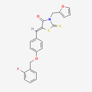 (5Z)-5-{4-[(2-fluorobenzyl)oxy]benzylidene}-3-(furan-2-ylmethyl)-2-thioxo-1,3-thiazolidin-4-one