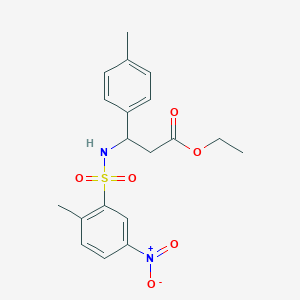 molecular formula C19H22N2O6S B11509819 Ethyl 3-{[(2-methyl-5-nitrophenyl)sulfonyl]amino}-3-(4-methylphenyl)propanoate 