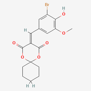 molecular formula C17H17BrO6 B11509827 3-(3-Bromo-4-hydroxy-5-methoxybenzylidene)-1,5-dioxaspiro[5.5]undecane-2,4-dione 