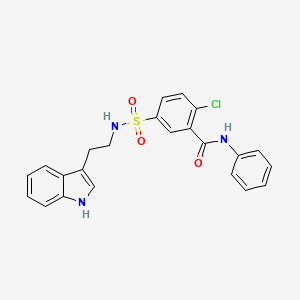 molecular formula C23H20ClN3O3S B11509848 2-chloro-5-{[2-(1H-indol-3-yl)ethyl]sulfamoyl}-N-phenylbenzamide 