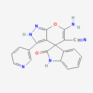 molecular formula C19H12N6O2 B11509892 6'-amino-2-oxo-3'-(pyridin-3-yl)-1,2-dihydro-1'H-spiro[indole-3,4'-pyrano[2,3-c]pyrazole]-5'-carbonitrile 