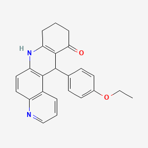 molecular formula C24H22N2O2 B11509898 12-(4-ethoxyphenyl)-8,9,10,12-tetrahydrobenzo[b][4,7]phenanthrolin-11(7H)-one 