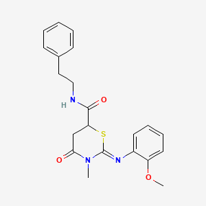 (2Z)-2-[(2-methoxyphenyl)imino]-3-methyl-4-oxo-N-(2-phenylethyl)-1,3-thiazinane-6-carboxamide