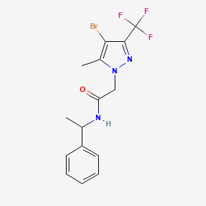 2-[4-bromo-5-methyl-3-(trifluoromethyl)-1H-pyrazol-1-yl]-N-(1-phenylethyl)acetamide