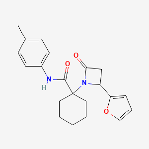 molecular formula C21H24N2O3 B11509949 1-[2-(furan-2-yl)-4-oxoazetidin-1-yl]-N-(4-methylphenyl)cyclohexane-1-carboxamide 