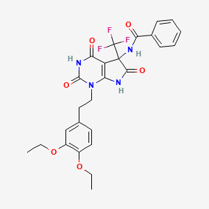 N-{1-[2-(3,4-diethoxyphenyl)ethyl]-2,4,6-trioxo-5-(trifluoromethyl)-2,3,4,5,6,7-hexahydro-1H-pyrrolo[2,3-d]pyrimidin-5-yl}benzamide