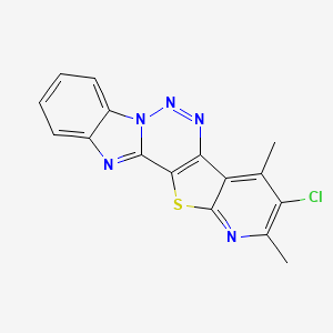 molecular formula C16H10ClN5S B11510070 7-chloro-6,8-dimethyl-3-thia-5,11,12,13,20-pentazapentacyclo[11.7.0.02,10.04,9.014,19]icosa-1(20),2(10),4,6,8,11,14,16,18-nonaene 