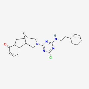 molecular formula C23H28ClN5O B11510108 3-(4-chloro-6-{[2-(cyclohex-1-en-1-yl)ethyl]amino}-1,3,5-triazin-2-yl)-2,3,4,5,6,6a-hexahydro-1,5-methano-3-benzazocin-7(1H)-one 