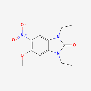 molecular formula C12H15N3O4 B11510115 1,3-Diethyl-5-methoxy-6-nitro-1,3-dihydro-benzoimidazol-2-one 