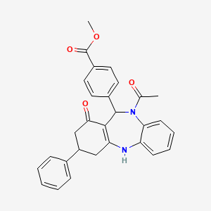 methyl 4-(10-acetyl-1-oxo-3-phenyl-2,3,4,5,10,11-hexahydro-1H-dibenzo[b,e][1,4]diazepin-11-yl)benzoate