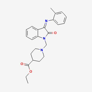 Ethyl 1-{[(3Z)-3-[(2-methylphenyl)imino]-2-oxo-2,3-dihydro-1H-indol-1-YL]methyl}piperidine-4-carboxylate