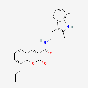 molecular formula C25H24N2O3 B11510138 N-[2-(2,7-dimethyl-1H-indol-3-yl)ethyl]-2-oxo-8-(prop-2-en-1-yl)-2H-chromene-3-carboxamide 