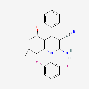 molecular formula C24H21F2N3O B11510161 2-Amino-1-(2,6-difluorophenyl)-7,7-dimethyl-5-oxo-4-phenyl-1,4,5,6,7,8-hexahydroquinoline-3-carbonitrile 