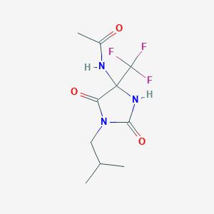 molecular formula C10H14F3N3O3 B11510187 N-[1-(2-methylpropyl)-2,5-dioxo-4-(trifluoromethyl)imidazolidin-4-yl]acetamide 