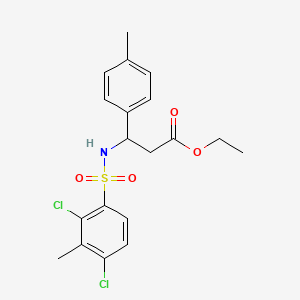 molecular formula C19H21Cl2NO4S B11510201 Ethyl 3-{[(2,4-dichloro-3-methylphenyl)sulfonyl]amino}-3-(4-methylphenyl)propanoate 