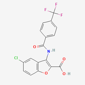 molecular formula C17H9ClF3NO4 B11510219 5-Chloro-3-({[4-(trifluoromethyl)phenyl]carbonyl}amino)-1-benzofuran-2-carboxylic acid 