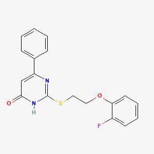 molecular formula C18H15FN2O2S B11510251 2-{[2-(2-Fluorophenoxy)ethyl]sulfanyl}-6-phenylpyrimidin-4-ol 