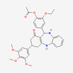 2-ethoxy-4-[1-oxo-3-(3,4,5-trimethoxyphenyl)-2,3,4,5,10,11-hexahydro-1H-dibenzo[b,e][1,4]diazepin-11-yl]phenyl acetate