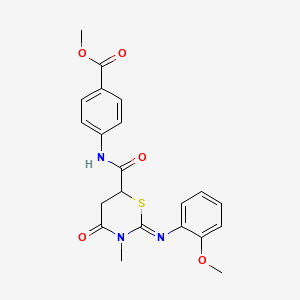 molecular formula C21H21N3O5S B11510270 methyl 4-[({(2Z)-2-[(2-methoxyphenyl)imino]-3-methyl-4-oxo-1,3-thiazinan-6-yl}carbonyl)amino]benzoate 