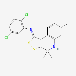 molecular formula C19H16Cl2N2S2 B11510304 2,5-dichloro-N-[(1Z)-4,4,7-trimethyl-4,5-dihydro-1H-[1,2]dithiolo[3,4-c]quinolin-1-ylidene]aniline 