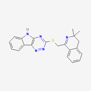 molecular formula C21H19N5S B11510309 3-{[(3,3-dimethyl-3,4-dihydroisoquinolin-1-yl)methyl]sulfanyl}-5H-[1,2,4]triazino[5,6-b]indole 