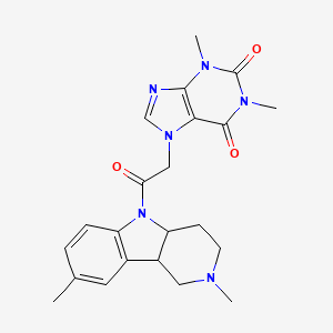 molecular formula C22H26N6O3 B11510345 7-[2-(2,8-dimethyl-1,2,3,4,4a,9b-hexahydro-5H-pyrido[4,3-b]indol-5-yl)-2-oxoethyl]-1,3-dimethyl-3,7-dihydro-1H-purine-2,6-dione 