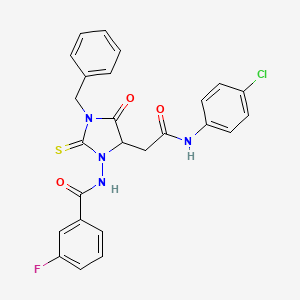 N-(3-benzyl-5-{2-[(4-chlorophenyl)amino]-2-oxoethyl}-4-oxo-2-thioxoimidazolidin-1-yl)-3-fluorobenzamide