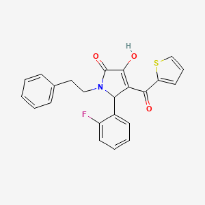 molecular formula C23H18FNO3S B11510377 5-(2-fluorophenyl)-3-hydroxy-1-(2-phenylethyl)-4-(thiophen-2-ylcarbonyl)-1,5-dihydro-2H-pyrrol-2-one 