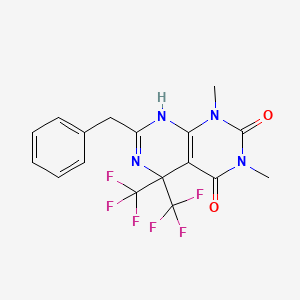 molecular formula C17H14F6N4O2 B11510406 7-benzyl-1,3-dimethyl-5,5-bis(trifluoromethyl)-5,8-dihydropyrimido[4,5-d]pyrimidine-2,4(1H,3H)-dione 