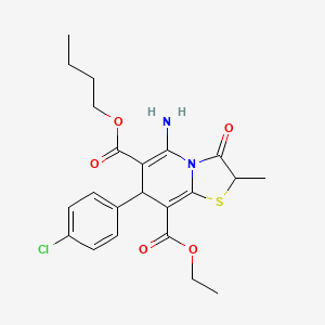 6-butyl 8-ethyl 5-amino-7-(4-chlorophenyl)-2-methyl-3-oxo-2,3-dihydro-7H-[1,3]thiazolo[3,2-a]pyridine-6,8-dicarboxylate