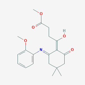 molecular formula C20H25NO5 B11510419 Methyl 4-{2-[(2-methoxyphenyl)amino]-4,4-dimethyl-6-oxocyclohex-1-en-1-yl}-4-oxobutanoate 