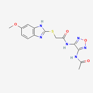 molecular formula C14H14N6O4S B11510430 N-[4-(acetylamino)-1,2,5-oxadiazol-3-yl]-2-[(5-methoxy-1H-benzimidazol-2-yl)sulfanyl]acetamide 