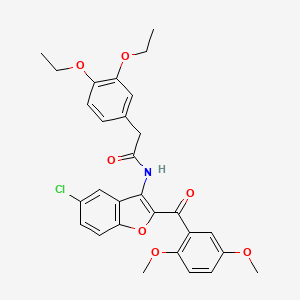 N-[5-chloro-2-(2,5-dimethoxybenzoyl)-1-benzofuran-3-yl]-2-(3,4-diethoxyphenyl)acetamide