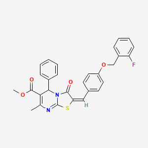 methyl (2E)-2-{4-[(2-fluorobenzyl)oxy]benzylidene}-7-methyl-3-oxo-5-phenyl-2,3-dihydro-5H-[1,3]thiazolo[3,2-a]pyrimidine-6-carboxylate