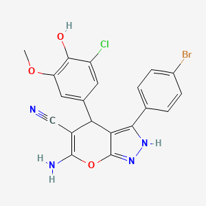 6-Amino-3-(4-bromophenyl)-4-(3-chloro-4-hydroxy-5-methoxyphenyl)-1,4-dihydropyrano[2,3-c]pyrazole-5-carbonitrile