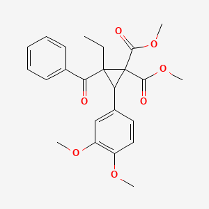 molecular formula C24H26O7 B11510510 2-Benzoyl-3-(3,4-dimethoxy-phenyl)-2-ethyl-cyclopropane-1,1-dicarboxylic acid dimethyl ester 