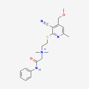 N-(2-{[3-cyano-4-(methoxymethyl)-6-methylpyridin-2-yl]sulfanyl}ethyl)-N,N-dimethyl-2-oxo-2-(phenylamino)ethanaminium