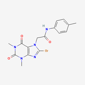 molecular formula C16H16BrN5O3 B11510565 2-(8-bromo-1,3-dimethyl-2,6-dioxo-1,2,3,6-tetrahydro-7H-purin-7-yl)-N-(4-methylphenyl)acetamide 