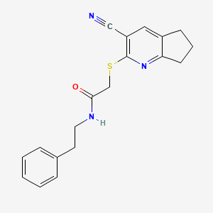 2-[(3-cyano-6,7-dihydro-5H-cyclopenta[b]pyridin-2-yl)sulfanyl]-N-(2-phenylethyl)acetamide