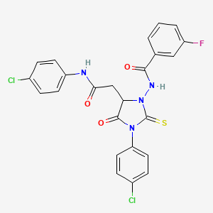 N-[3-(4-chlorophenyl)-5-{2-[(4-chlorophenyl)amino]-2-oxoethyl}-4-oxo-2-thioxoimidazolidin-1-yl]-3-fluorobenzamide